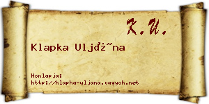 Klapka Uljána névjegykártya
